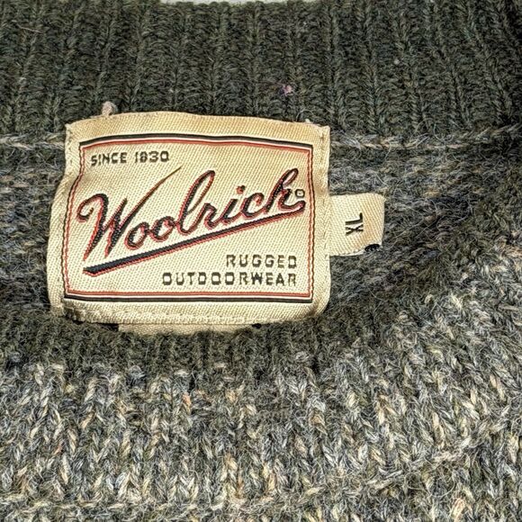 Vintage Woolrich Wool Pullover Sweater Gray Khaki Men’s XL - Picture 3 of 8